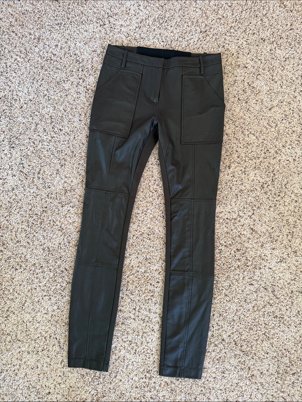 BCBGMaxAzria Black Straight-Leg Faux Leather Pants
